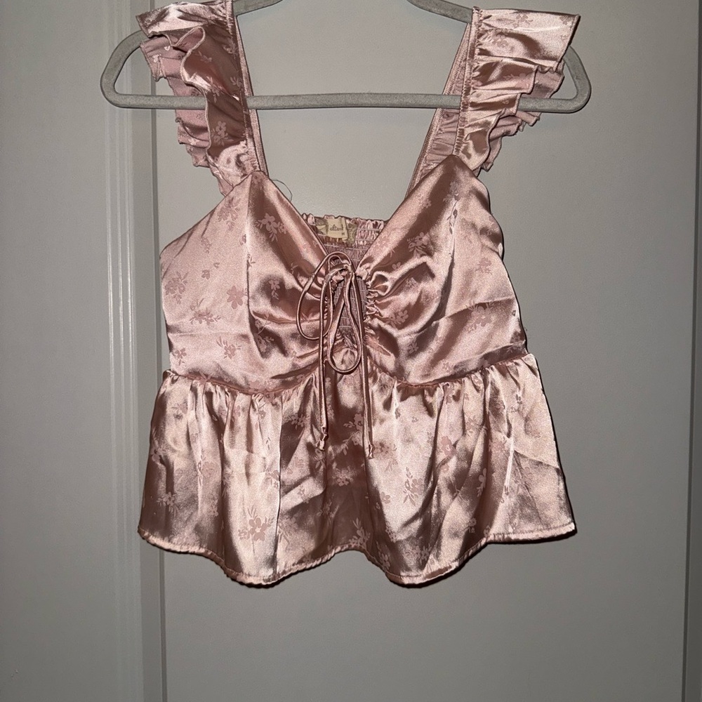 Altar'd State Gold Ruffled Peplum Camisole